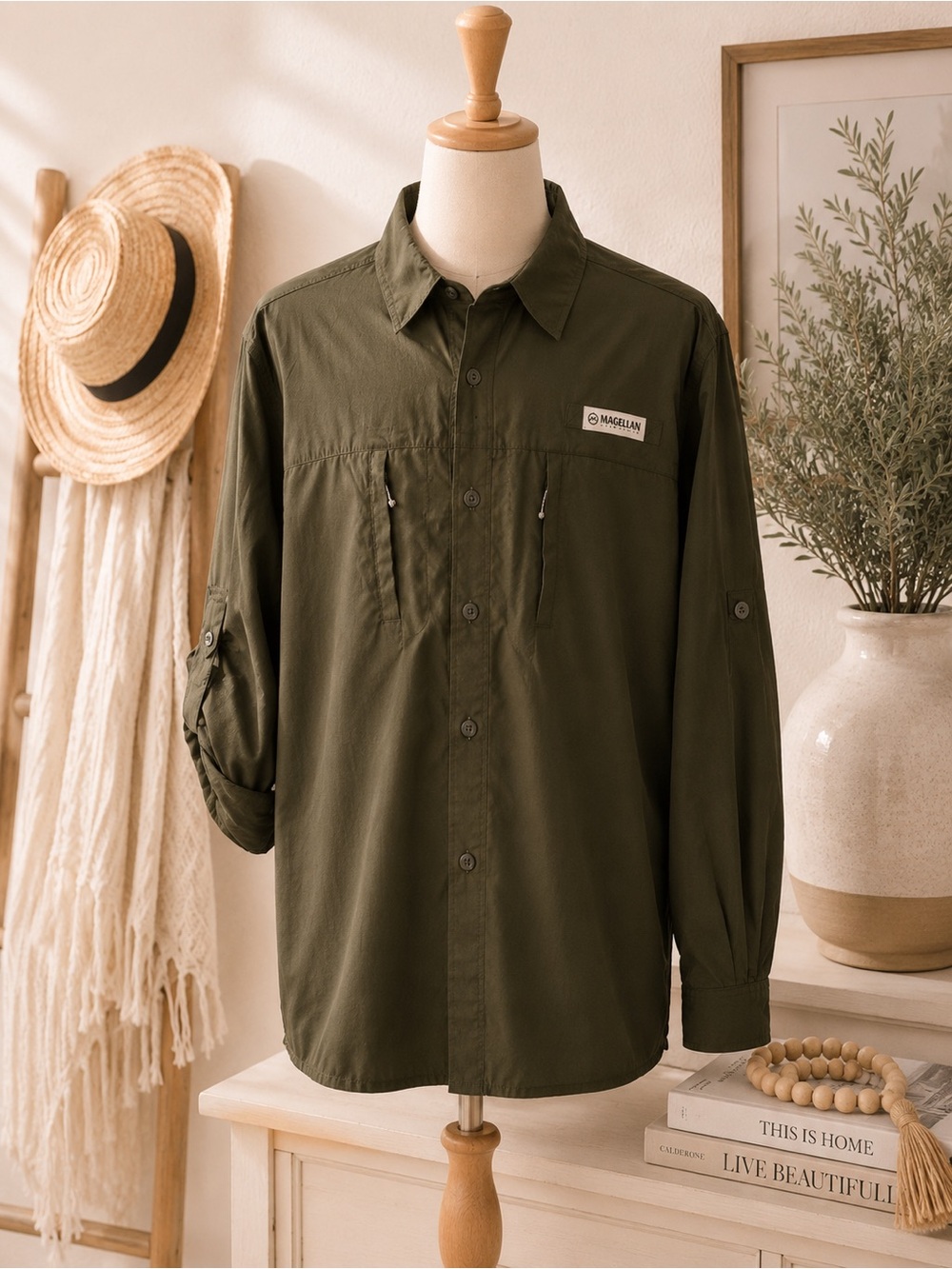 Women’s Magellan Outdoors Dark Green Loose Fit Shirt- M